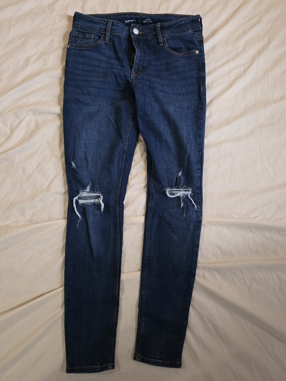 Old Navy Rockstar Dark Blue Ripped Super Skinny Jeans-4